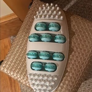 White and Teal Foot Massager with Rollers